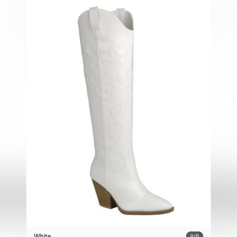 White Western Cowboy  Boot Knee High